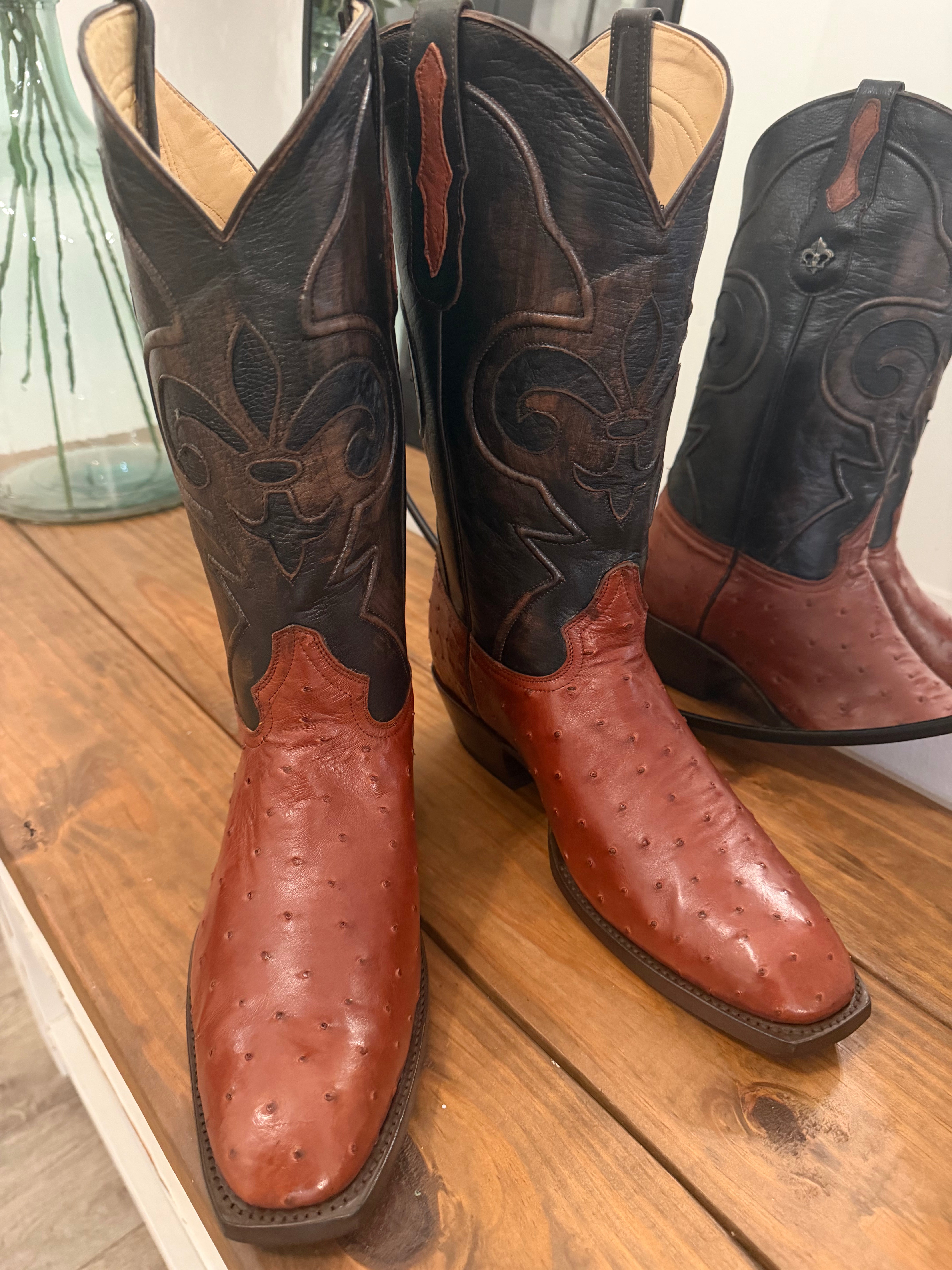 Full quill hand crafted ostrich boots