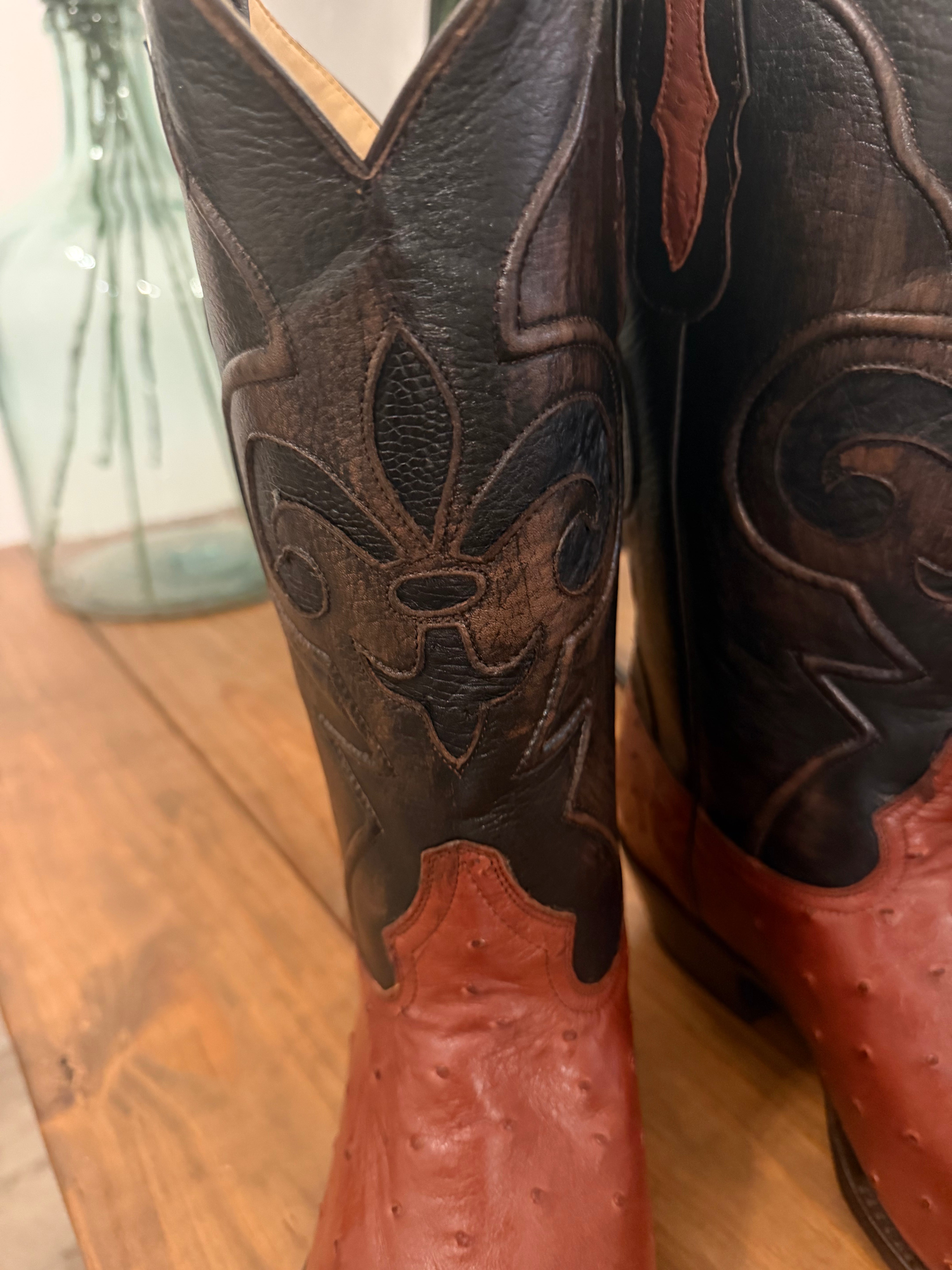 Full quill hand crafted ostrich boots
