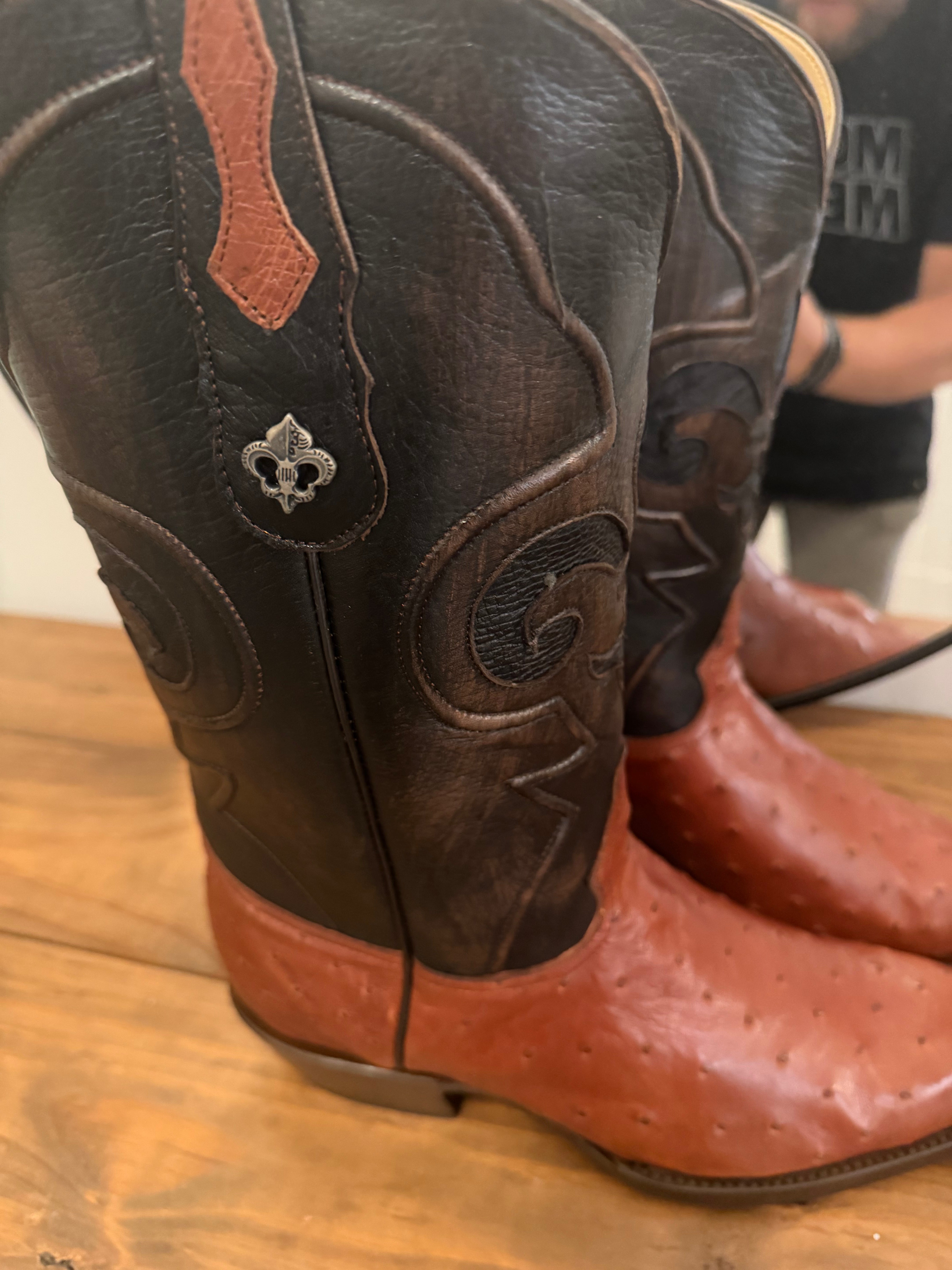 Full quill hand crafted ostrich boots