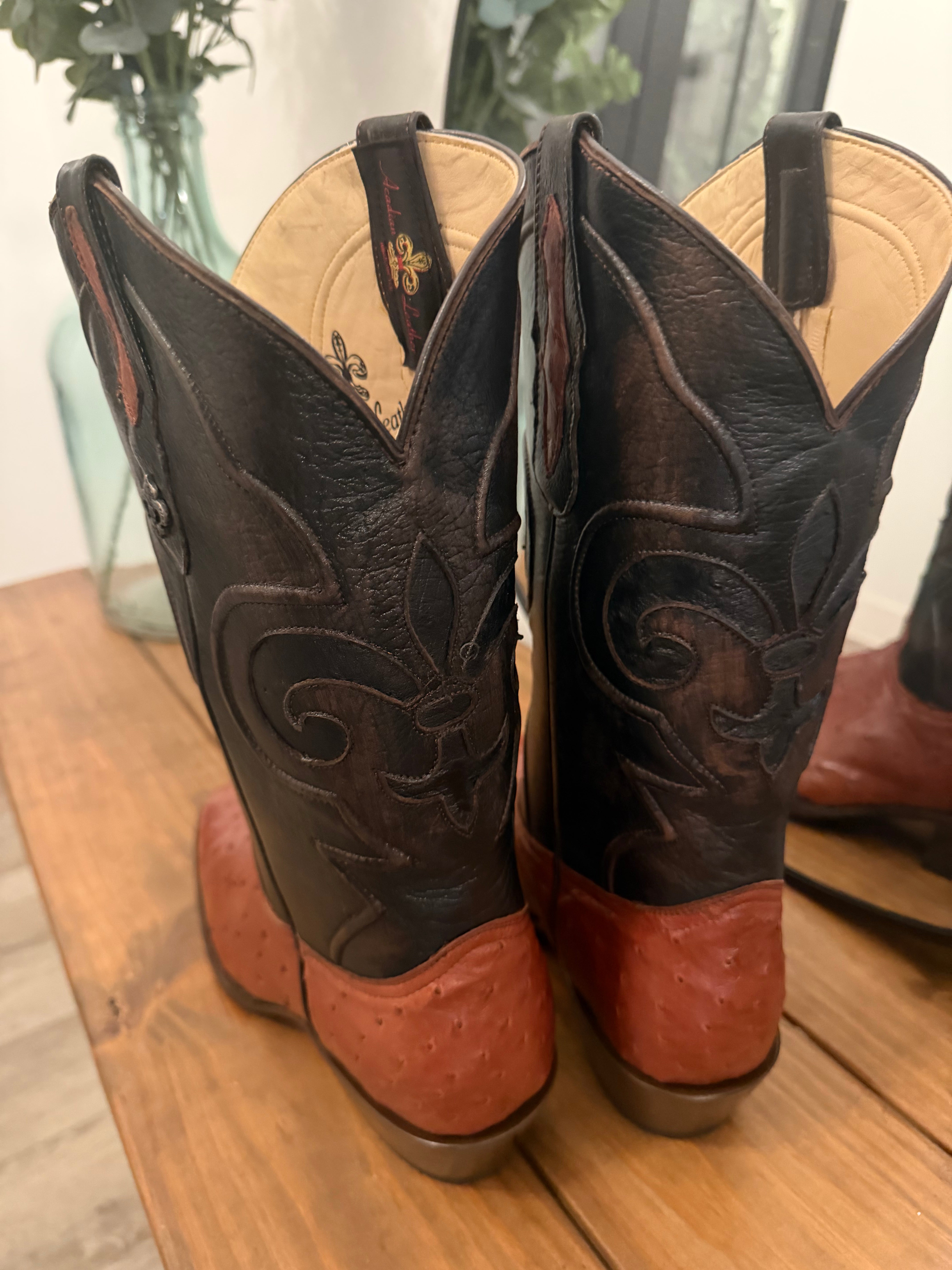 Full quill hand crafted ostrich boots