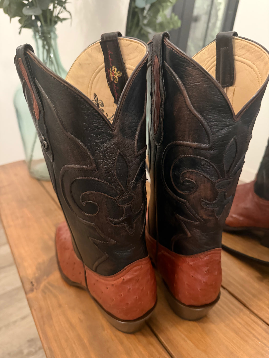 Full quill hand crafted ostrich boots